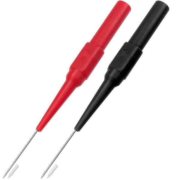 OIIKI 2Pcs 0.7mm Test Probe Pins, Non-Destructive Insulation Wire Piercing Needle, Black & Red