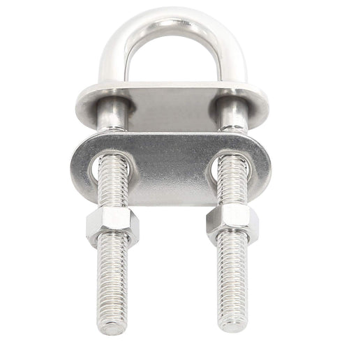 NovelBee 2-Pack 3/8" Stock Stainless Steel Stern Bow Eye U Bolt with Welding Plate, 4" Overall Length