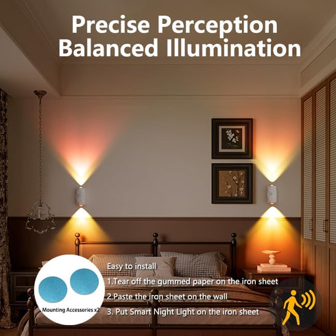 Rechargeable Motion Sensor Night Light, Magnetic RGB Color Changing LED Ambient Lighting, Compact Battery Operated