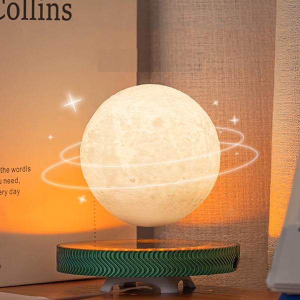 KIYOMING Levitating Moon Lamp Floating Saturn Lamp with Transparent Luminous Light Base Suspension