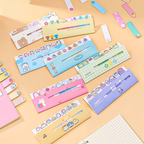 Cute Animals Plant Foods Mini Sticky Notes, 8 Styles Cartoon Flags, Self-Stick Fun Post it Notes, 120 Sheets/Pack