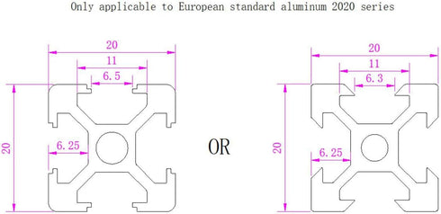 8PCS 3-Side End Corner Bracket Connector with Screws - For 6mm T-Shape Aluminum Extrusion Profile European Standard