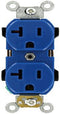 Leviton 5352-BU 20-Amp, 125 Volt, Industrial Heavy Duty Grade, Duplex Receptacle, Straight Blade, Self Grounding, Blue