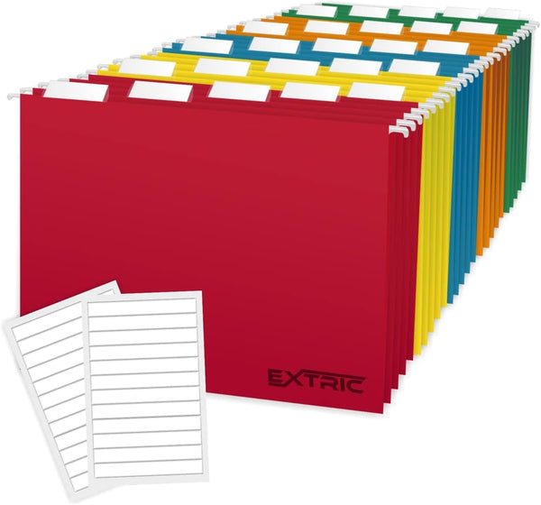 Hanging File Folders - 25 Pack Letter Size Assorted Colors, 1/5 Cut Heavyweight 180 GSM for Filing Cabinet