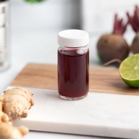 2 oz, (16 pack) Juice Shot Bottles with Caps - Wide Mouth for Juicing, Beverage Storage, Liquids, Clear Small Glass