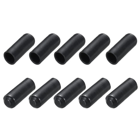MECCANIXITY 10Pcs Heat Shrink End Cap, 10mm ID x 30mm L, Waterproof Adhesive Tubing Caps, Black