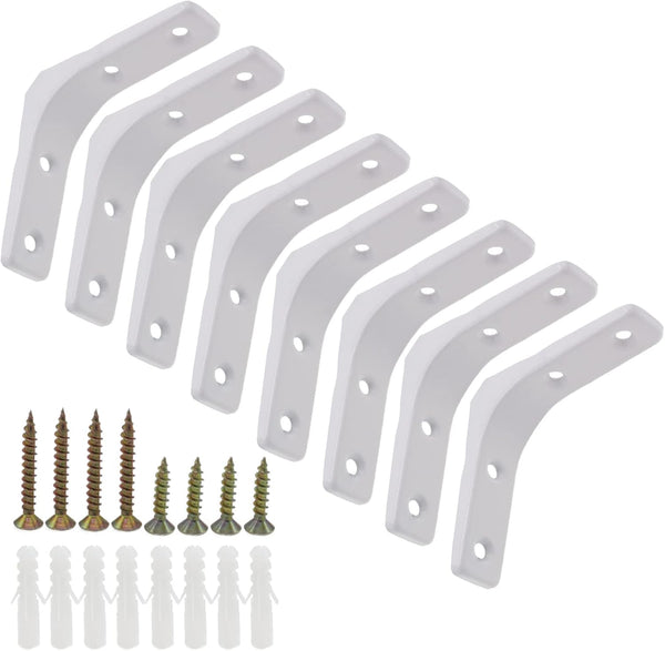 Joyangy 8pcs 3 Inch L Brackets, Heavy Duty Wall Mount White L Corner