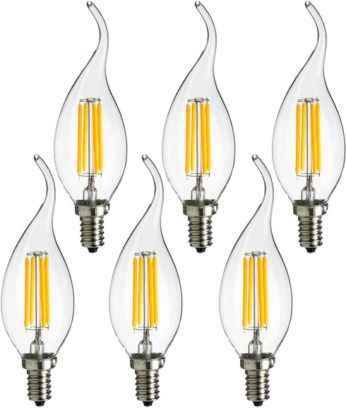 Sunlite 41745 LED Filament CA11 Flame Tip Chandelier Light Bulb, 4 Watts