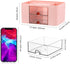 LETURE Desk Organizer with 2 Drawer, Plastic Desktop Pen Pencil Card Holder Storage Box for Desk, Office Supplies, Vanity Table Office School Home (Pink) by LETURE