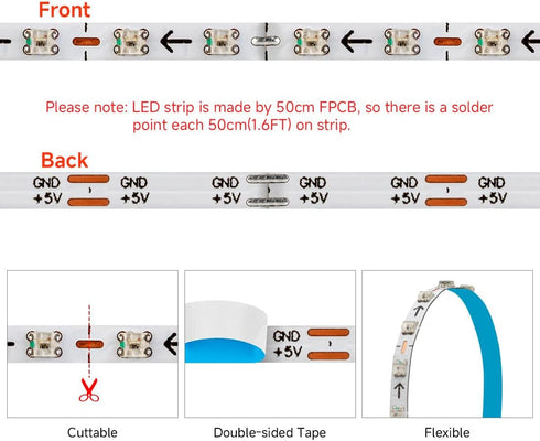 WS2812B 2.7mm 0807SMD DC5V 3.2FT 160Pixels/m 160LED IP30 BTF-LIGHTING IC RGB Ultra Narrow LED Strip Individually