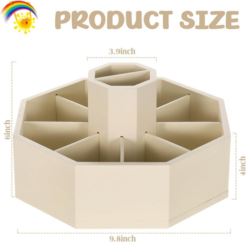 Fiwochic 360 Rotating Pencil Holder for Desk Bamboo Rotating Marker Pen Desk Organizer Art Supply Gifts or Desktop