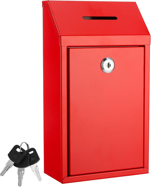 Metal Donation Box with Lock Slot, 10.2 x 5.7 x 3'' Collection Box for Charity, Suggestion Box, Money Lock Box for Home