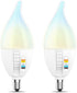 CA10 Bulb 40W Dimmable, 6-Way, 5CCT, E12 90 450 Bulb, 22-Year CFF40/6WYCA/2, 2 Pack Feit Electric LED Candle Flame Tip