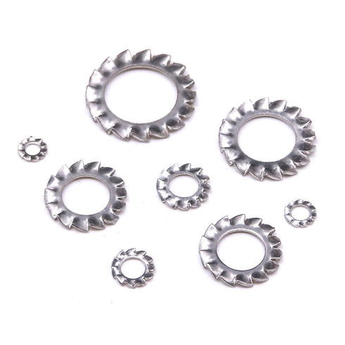 Hilitchi 300-Pcs Assortment Kit of 304 Stainless Steel External Tooth Star Lock Washers - M2.5 M3 M4 M5 M6 M8 M10 M12