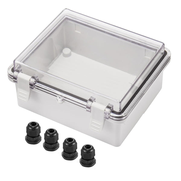 150x150x90mm Plastic Waterproof Junction Box, Hinged Shell Project Box with Latch, IP67 Electrical Enclosure