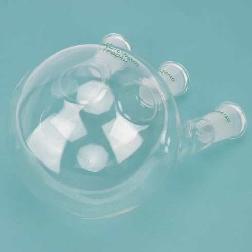 Three Neck Round Bottom Flask, Glass 3-Neck Boiling Flask with 24/40 Standard Taper Joint, 1000 mL