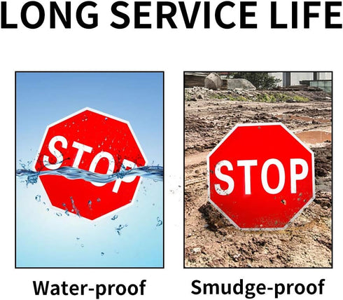 Enjoyist Stop Sign Street Slow Warning Sign, 12"x 12" - 40 Mil Rust Free Aluminum, Reflective, Weatherproof