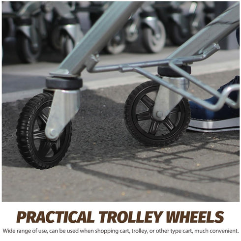 4pcs Healifty Shopping Cart Wheel Rolling Cart Wheels for Utility Easy to Install Heavy Duty Black