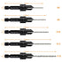5-pc Woodworking Countersink Counterbore Drill Bit Set 3in1 for #6 8 10 12 16 Screws, M2 Pilot Drill Bits Adjustable Depth, 82-Degree Chamfer with Stop, 1/4 Hex Shank, includes 2 Allen Wrenches