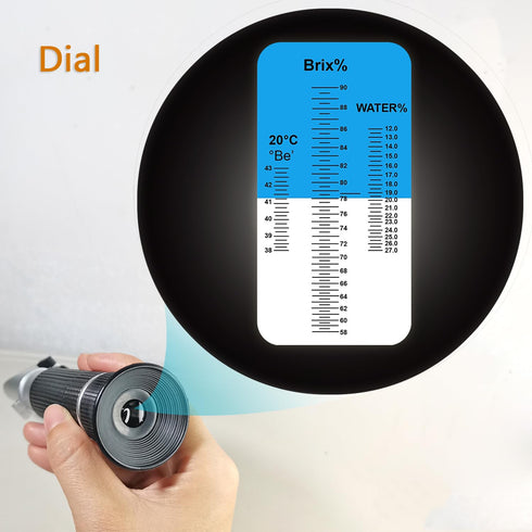 Honey Refractometer for Moisture, Brix and Baume, 3-in-1 Uses, 58-90% Brix Scale Range for Honey, Maple Syrup, and