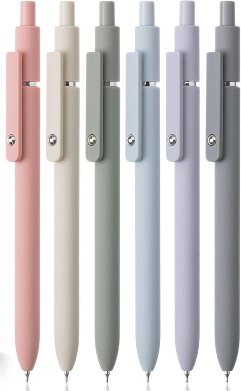 Mr. Pen - Retractable Fine Point Gel Pens, 6 Pack, Cute Aesthetic Morandi Barrels, Fast Dry Ink for Journaling