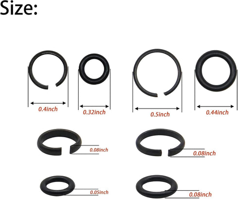 1/2" & 3/8" Impact Wrench Retainer Rings with O-Ring, Electric/Pneumatic Wrench, 6+6/Sets, Black