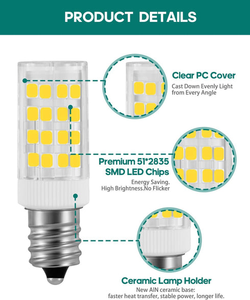 JDE11 120V 40W Bulbs T3/T4 E11 4W Bulbs Non-dimmable 400LM 6000K, 4 Pack) Halogen Mini Candelabra Equivalent, Mini Base