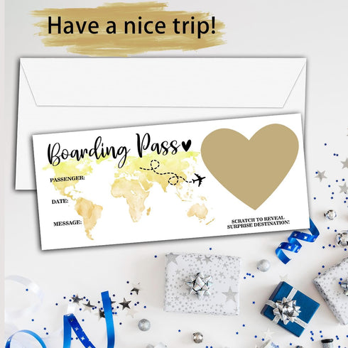 GREOXG 2 Set Day-A17 Golden Scratch Surprise Boarding Pass, Surprise Reveal Card Guess What Card, Surprise Scratch off