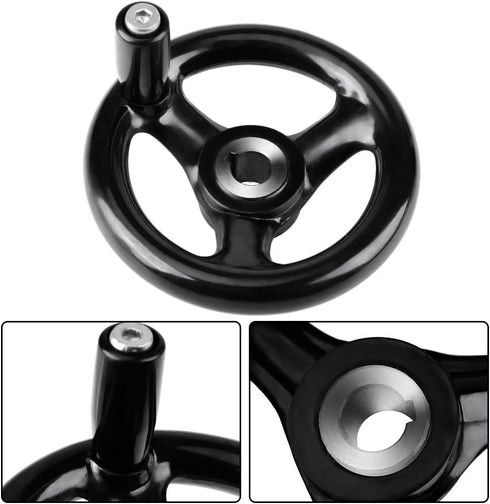 Hand Wheel Three-Spoke Lathe Controller: Hand Crank Revolving Handwheel for Woodworking Industrial Machine Tools.
