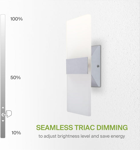 12 Inch 12W 2700K-5000K Dimmable ASD Indoor LED Wall Sconce - Brushed Nickel Wall Sconce Lights for Living Room