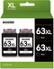 Remanufactured Ink Cartridge Replacement for HP Ink 63 XL for 3830 4650 5252 5255 Printers (Black 2-Pack)