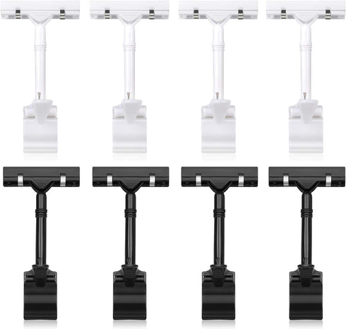 Mlici Sign Clips Merchandise Sign - Plastic Adjustable Clip Sign Holder Stand, 8 Pieces Clip-on Style for Shelf Label