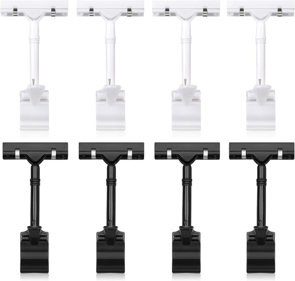 Mlici Sign Clips Merchandise Sign - Plastic Adjustable Clip Sign Holder Stand, 8 Pieces Clip-on Style for Shelf Label