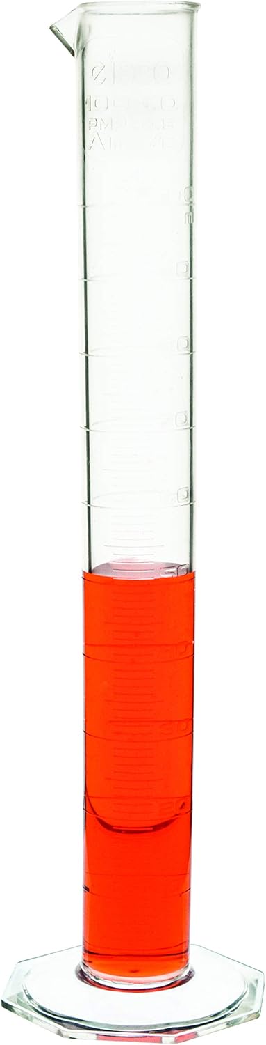 EISCO Graduated Cylinder, 100mL - Class A Tolerance, Octagonal Base, TPX Plastic, Industrial Quality, Autoclavable