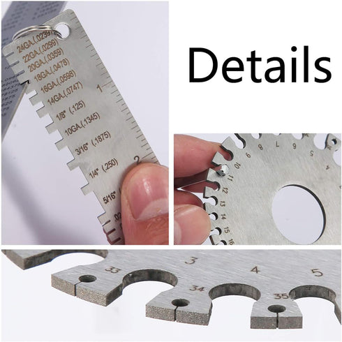 Wire Gauge Measuring Tool & Metal Thickness Gauge, Stainless Steel Dual-Sided Round