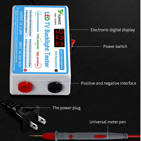 LED TV Backlight Tester, LED Strip Lamp Beads Repair Tool with Gold Plated Pin and Power Cable