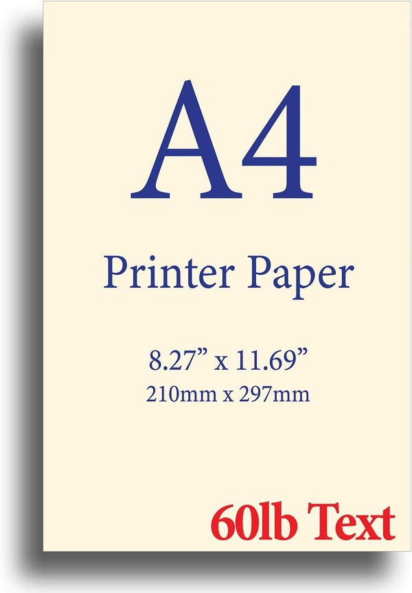 Natural Cream A4 Printer Paper - 24lb Bond / 60lb Text (90