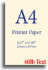 Natural Cream A4 Printer Paper - 24lb Bond / 60lb Text (90