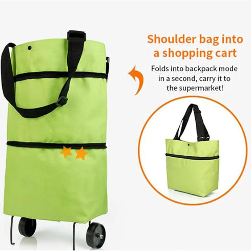 Amaping Shopping Grocery Bag with Wheels Rolling Tote Bag Carry on Luggage Bag Reusable Shopping Bags Travel Bag Duffel