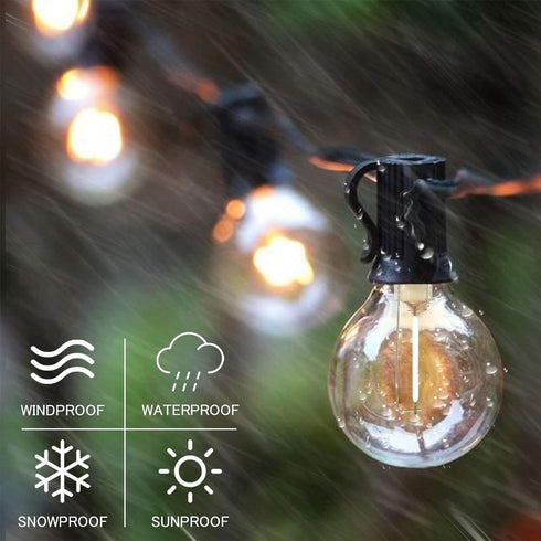 27FT 14 G40 Bulbs(1 SUNTHIN Globe Outdoor String Lights, Patio Lights with Shatterproof LED Spare), Waterproof Hanging
