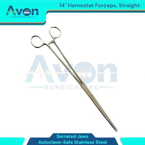 Avon Surgical (14 Inches) Pean Forceps Hemostats - with Straight Serrated Jaws & Ratchet Locking Handle | Multi-Purpose