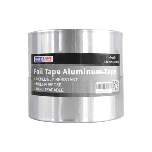 ADHES Premium Aluminum Foil Tape, 2 Rolls x 1.88 Inch x 88 Feet, Heat Proof Metal Duct Tape for HVAC