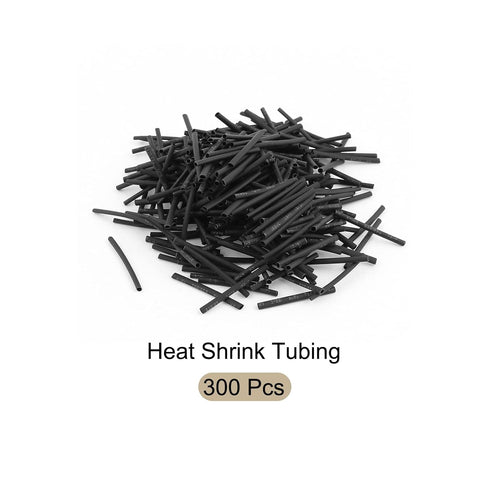 Heat Shrink Tubing 2:1 Cable Sleeving Tube Wrap, Electric Insulation Protection - 1mm Dia/30mm/Black/300 Pcs