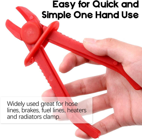 Swpeet 3Pcs Red Line Clamps Flexible Hose Clamps Pliers Kit, Hose Pinch Off Pliers Set for Brake Hoses, Fuel Hoses,