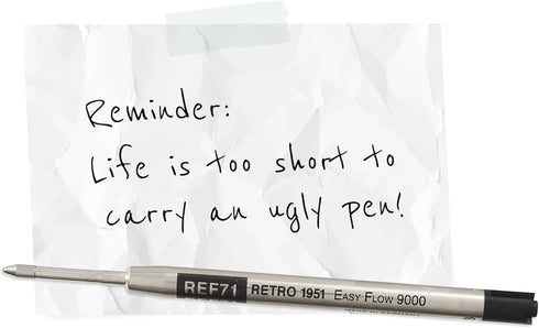 Retro 51 9000 Easy Flow Ballpoint Refills, Black Ink, 3-Pack – German Engineered for Tornado Pens, Smooth Writing