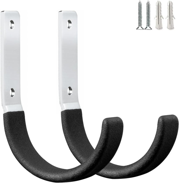 Heavy Duty Steel Garage Hooks, Utility Organizer Hooks for Garage Garden Tools, Steel Wall Mount (Black 2 Pack)