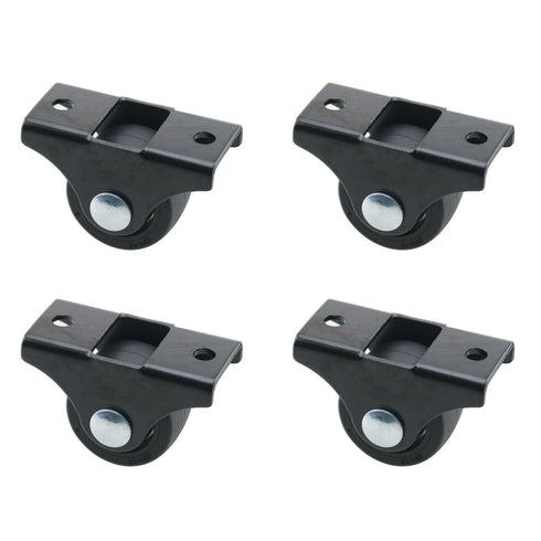 TAODAN 4PCS Black Rigid Castor with Mounting Screws Invisible Bedside Drawer Cabinet Sliding