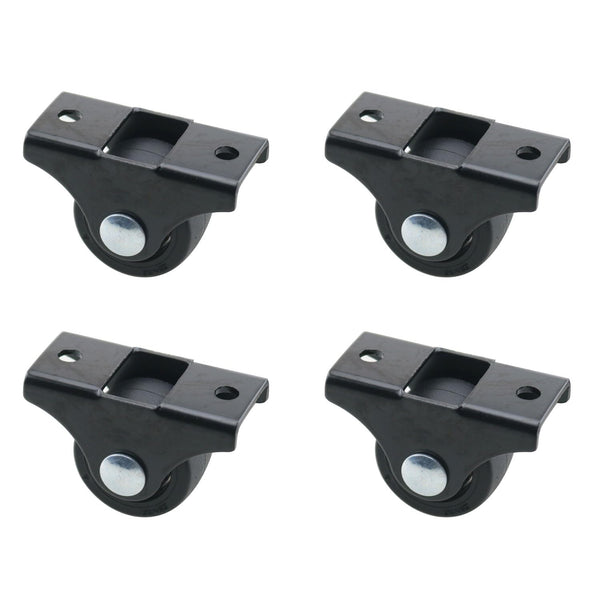 TAODAN 4PCS Black Rigid Castor with Mounting Screws Invisible Bedside Drawer Cabinet Sliding
