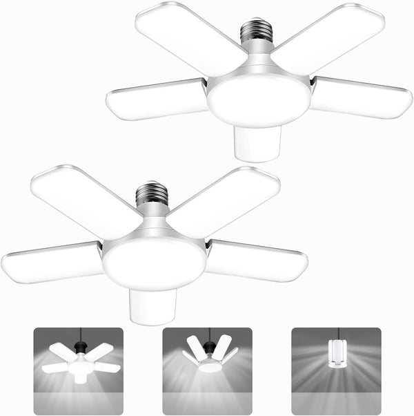 Kofarrten LED Garage Lights, 80W LED Garage Ceiling Lights with 5 Deformable Panels,