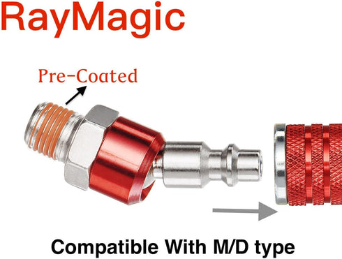 Industrial-Grade 1/4" Swivel Air Plug, 2-Pack 360 Swivel Steel Red Electrophoresis Plug, 1/4-Inch NPT Male